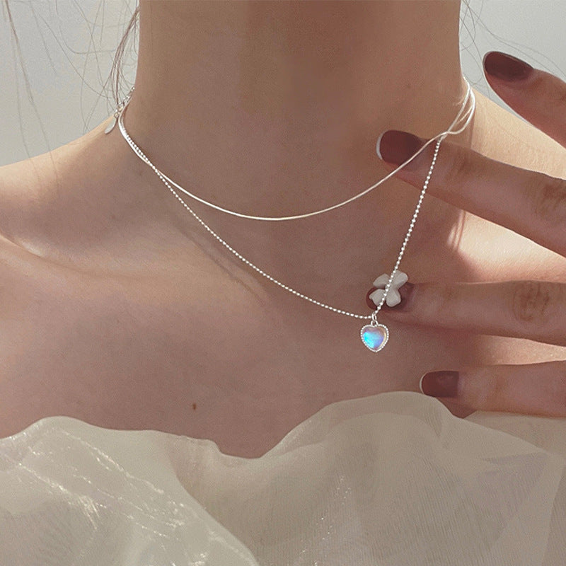 Gradient Gem Heart Shaped Clavicle Chain