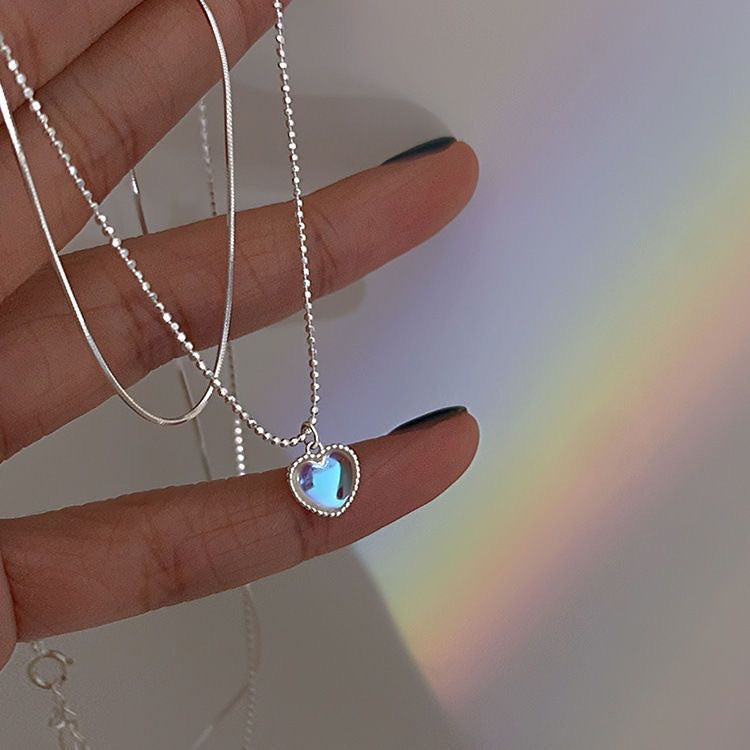 Gradient Gem Heart Shaped Clavicle Chain